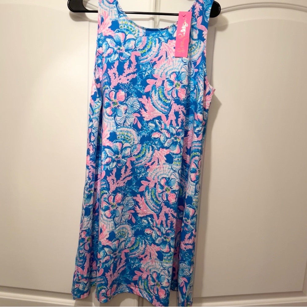 NWT Lilly Pulitzer Kristen Dress Sitting Seaside Blue Tang Sleeveless Mini - Picture 3 of 9